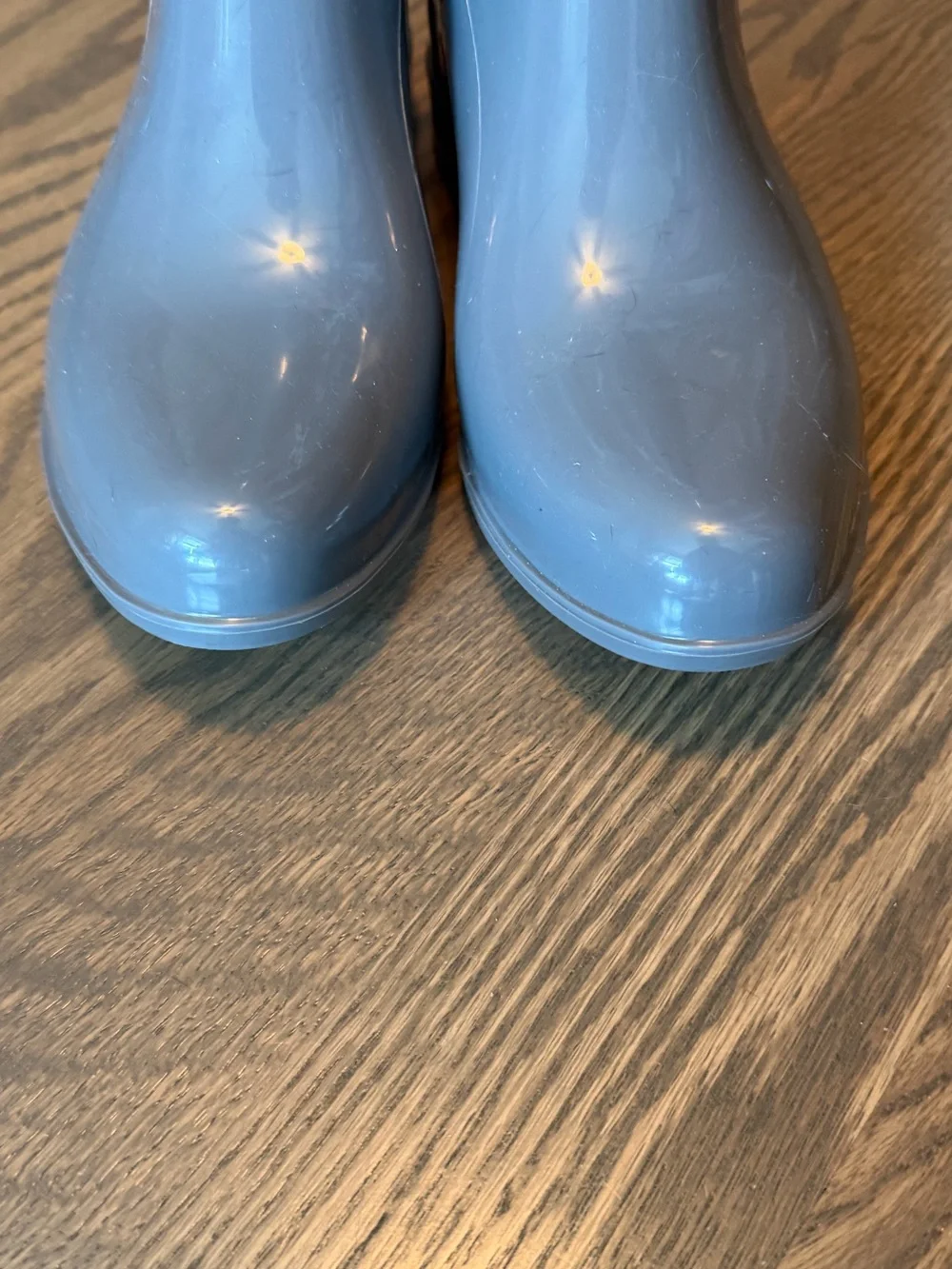 COACH Gray Glossy rivington Chelsea Rain Boot with Signature Knit Cuff